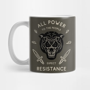 Black Panther Party - All Power to the People - Expect Resistance | Black Owned BLM Black Lives Matter| Black Panthers | Original Art Pillowcase | Tattoo Style Logo | Design for Dark Tees Mug